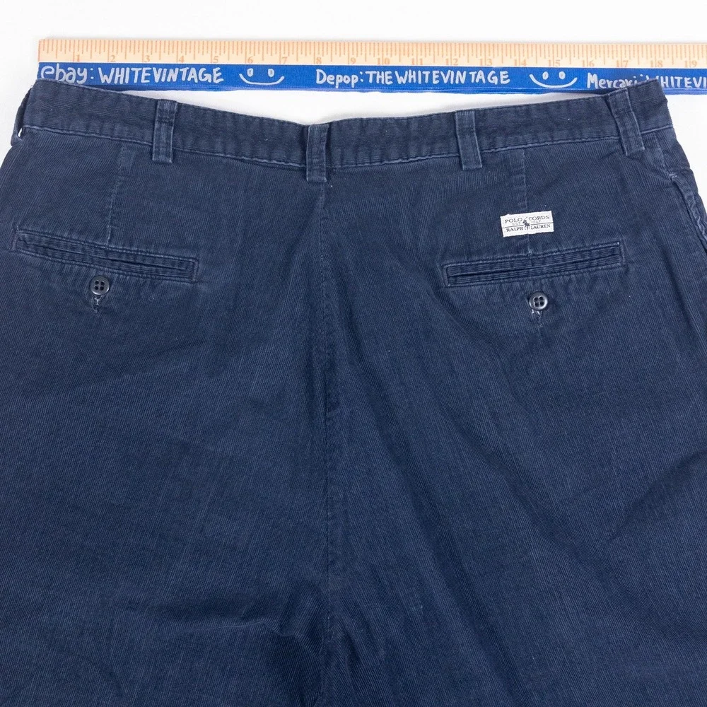 Polo Ralph Lauren Corduroy Pants Mens 36 Navy Blue Vintage 90s Straight Fit USA‎